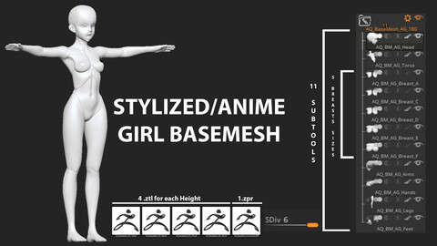 Stylized / Anime Girl Basemesh