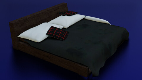 MESSY DIRTY BED LOW POLY GAME READY