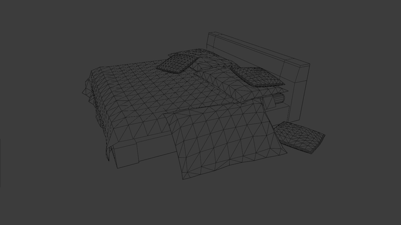 ArtStation MESSY DIRTY BED LOW POLY GAME READY Game Assets