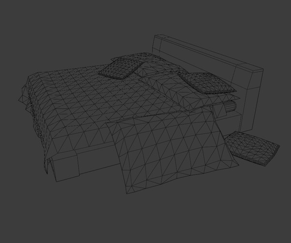ArtStation MESSY DIRTY BED LOW POLY GAME READY Game Assets