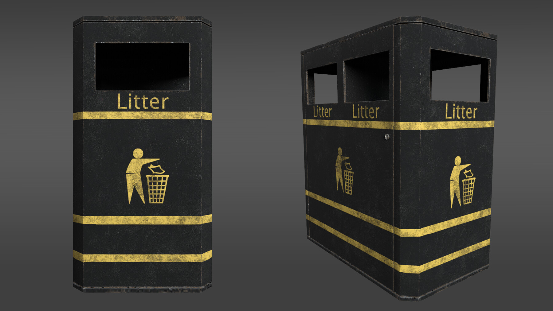 ArtStation Derby E Double Litter Bin Game Assets