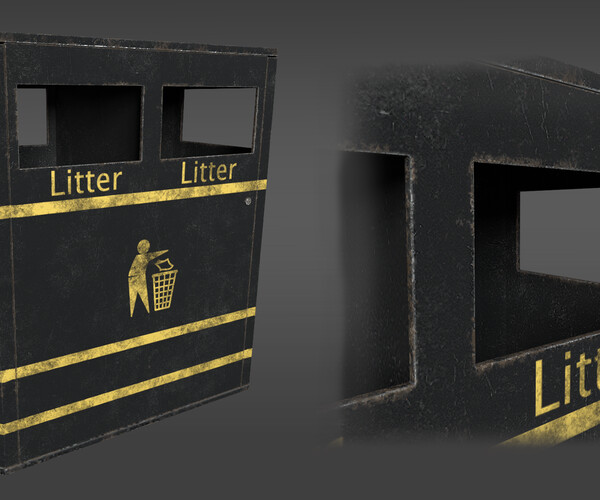 ArtStation Derby E Double Litter Bin Game Assets