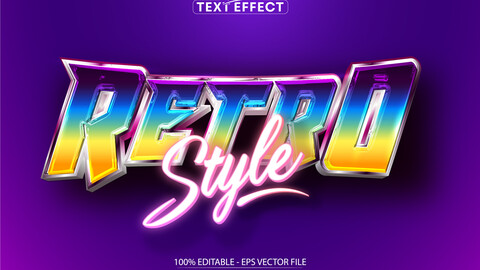 Retro style text effect, editable neon light text style