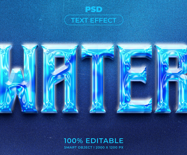 ArtStation - 3D Water PSD Fully Editable Text Effect. Layer Style PSD ...