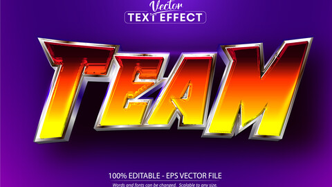 Team text effect, editable Sport and team text style