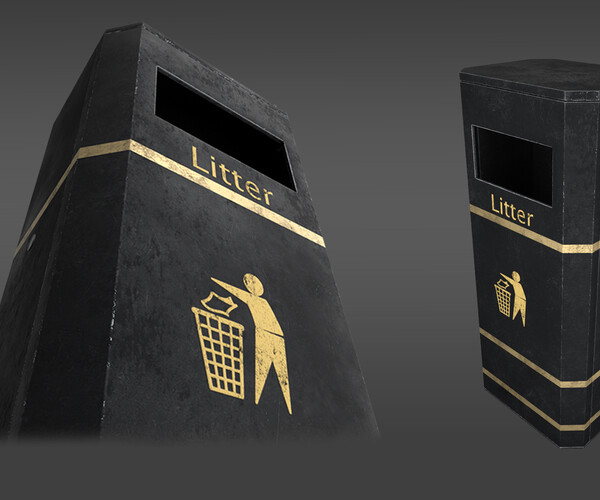 ArtStation Derby E Slimline Litter Bin Game Assets