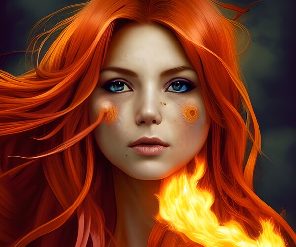 ArtStation - Orange hair fire goddess | Artworks