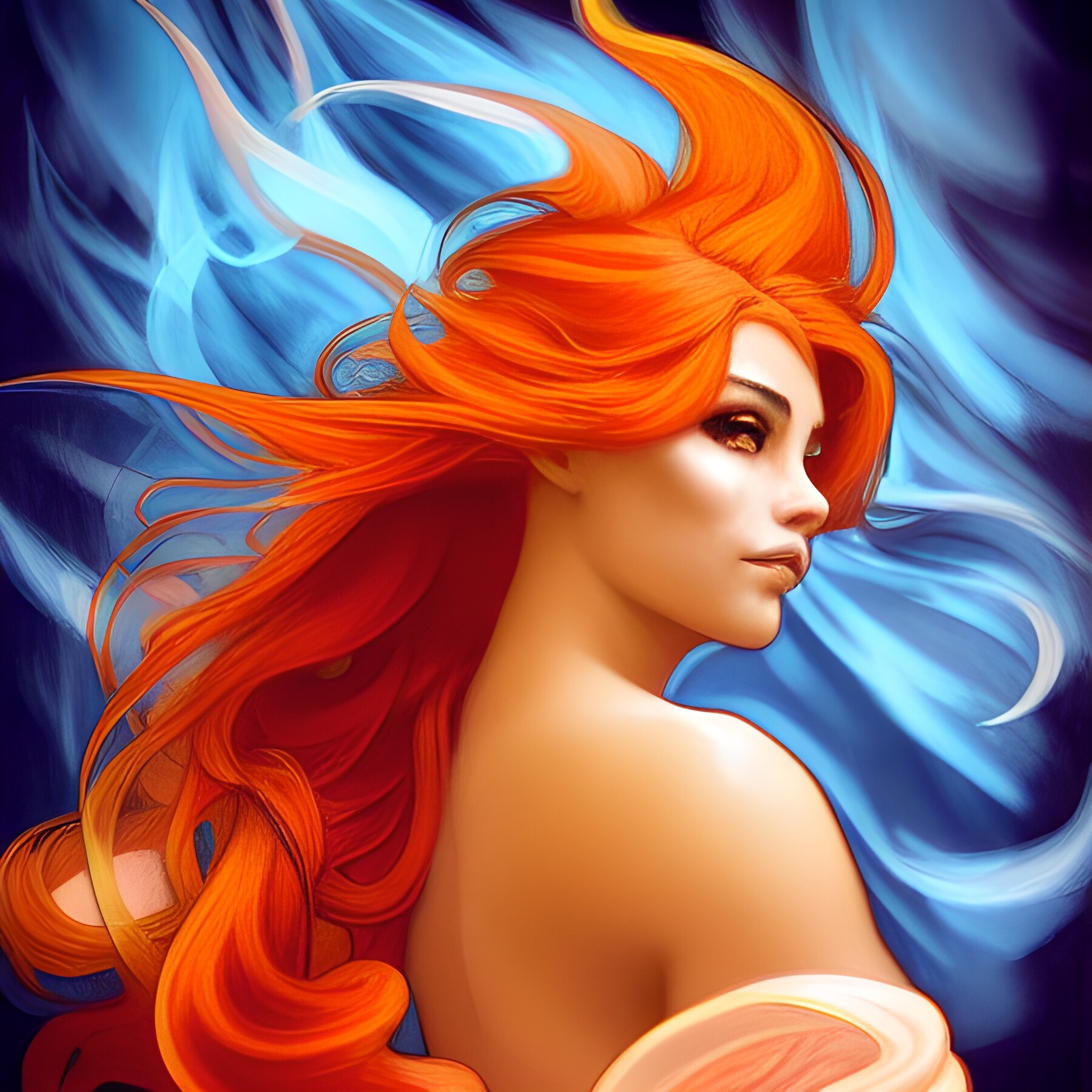 ArtStation - Orange hair fire goddess | Artworks