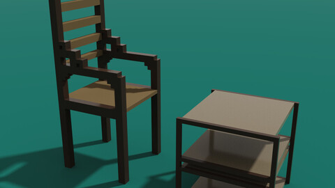 ​Chair and Table - Magicavoxel