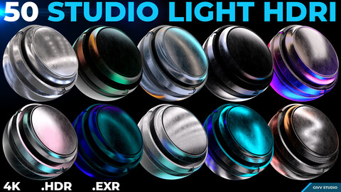 50 Studio Light HDRI (.Exr /.Hdr )