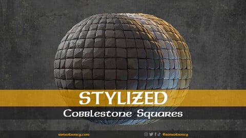 Stylized Cobblestone Squares - PBR Tile Material