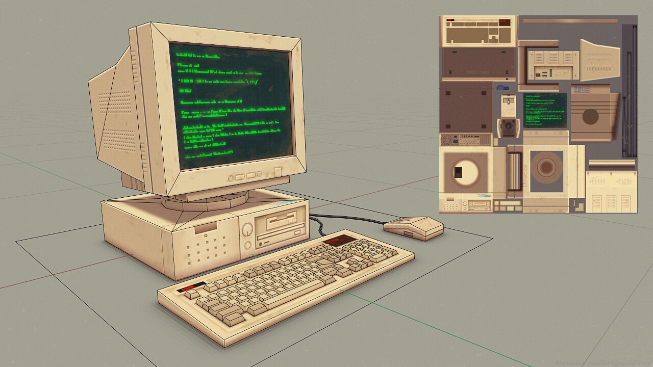 ArtStation - 90's Low Poly Computer | Game Assets