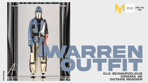 Streetwear FULL OUTFIT #001 - Clo 3D / Marvelous Designer / Cinema 3D + Octane Render / DIGITAL FASHION / HYPEBEAST / FUTURE FASHION