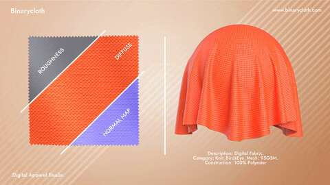 Knit Birdseye Mesh Exotic Orange Colored Fabric