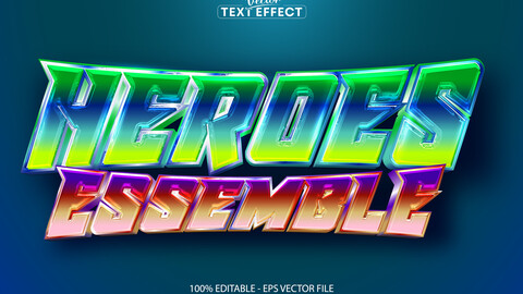 Heroes Assemble text effect, editable Sport and team text style