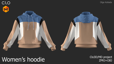 Women's hoodie. Marvelous Designer/Clo3d project+OBJ