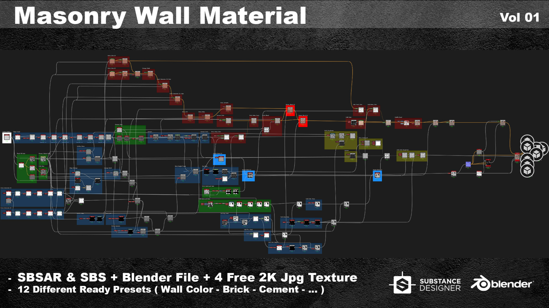 ArtStation - Procedural Masonry Wall PBR Material Vol 01 | Game Assets
