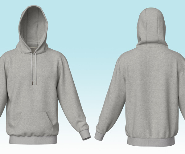 ArtStation - Hoodie for men grey (MD/ Clo3d zprj project + fbx +obj ...