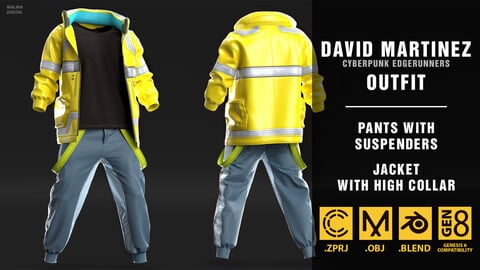 David Martinez outfit. Marvelous Designer/Clo3d + OBJ + Blend