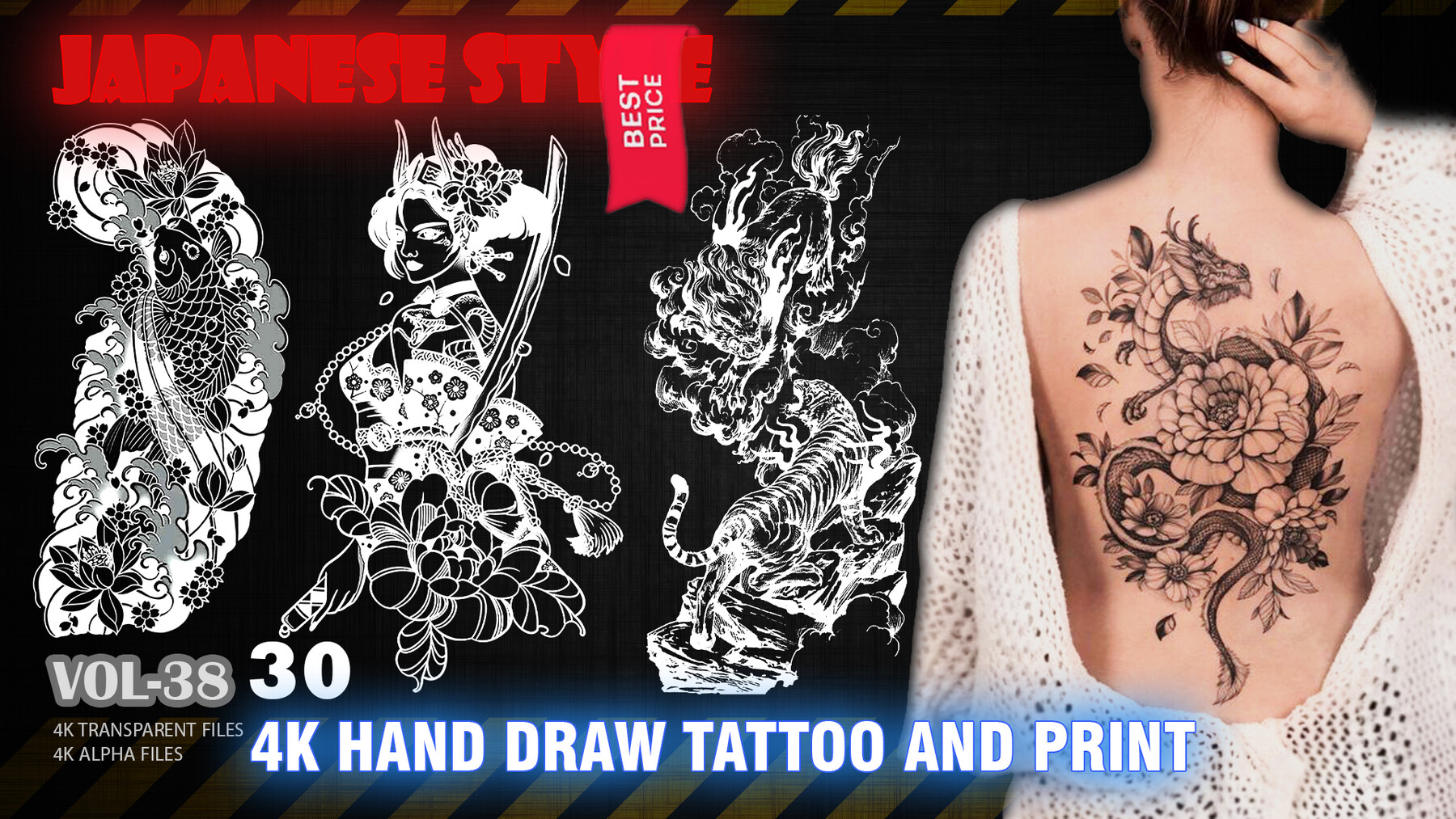 ArtStation 30 4K JAPANESE HAND DRAW TATTOO AND PRINT VOL38 Brushes   File 