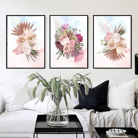 ArtStation - Watercolor Flowers Wall Art | Flower Bedroom Wall Decor ...