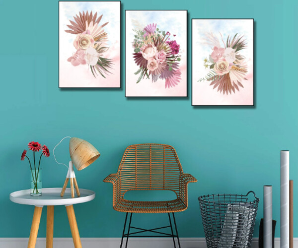 ArtStation - Watercolor Flowers Wall Art | Flower Bedroom Wall Decor ...