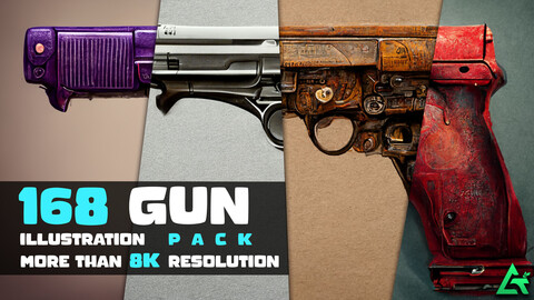 168 Gun Illustration Pack - More Than 8K Resolution