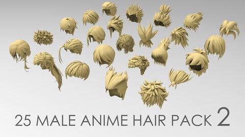 25 male anime hair pack 2