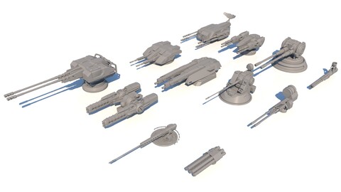 Sci-fi Guns Set model