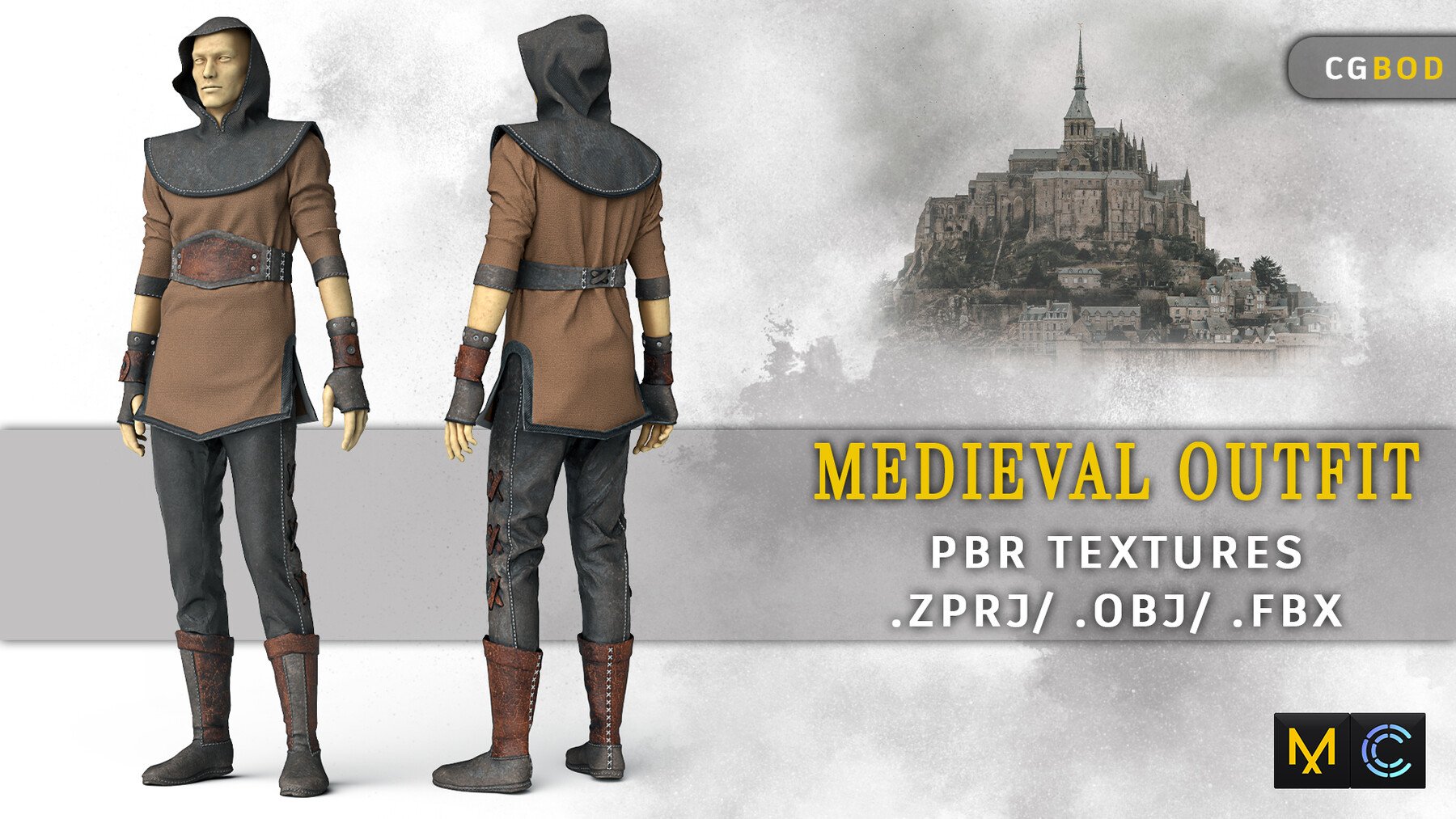 ArtStation - Medieval Male Outfit vol3 / Marvelous Designer / PBR Textures  | Game Assets