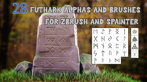 Stylised Norse Runes (Futhark) Alphas For Zbrush and Substance Painter