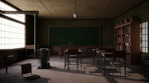 Japanese Classroom 3d Scene