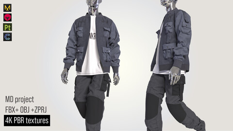 3D Male outfit jacket, pants, shirt