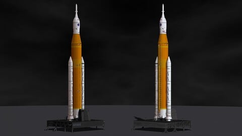 The Space Launch System (SLS): NASA’s Artemis I Moon Rocket with platform. File STL-OBJ for 3D Printer