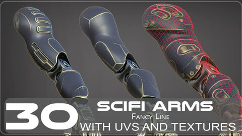 30 SCIFI ARMS with 4k Textures and UVS for ALL Softwares | .fbx .obj . ZPR .spp