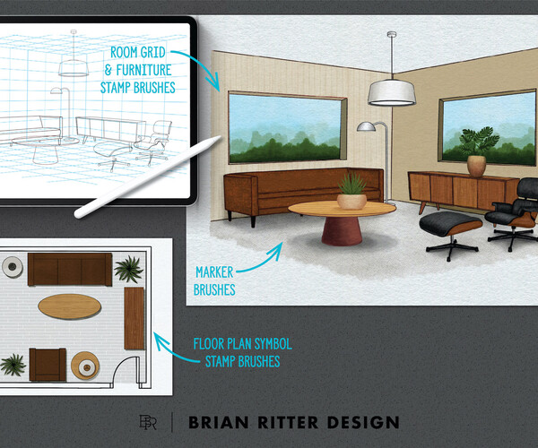 ArtStation - Interior Design Toolkit for Procreate | Artworks