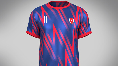 Soccer Red & Blue Jersey Player-11