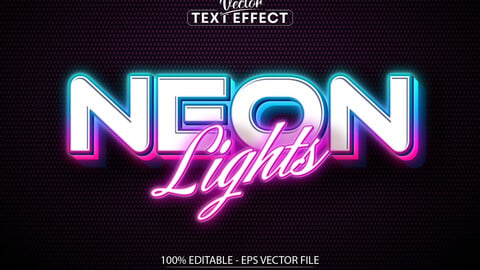 Neon text effect, editable neon light text style