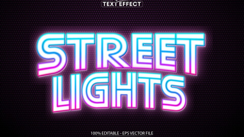 Street Lights text effect, editable neon light text style