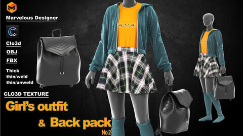 Girl's outfit with Backpack