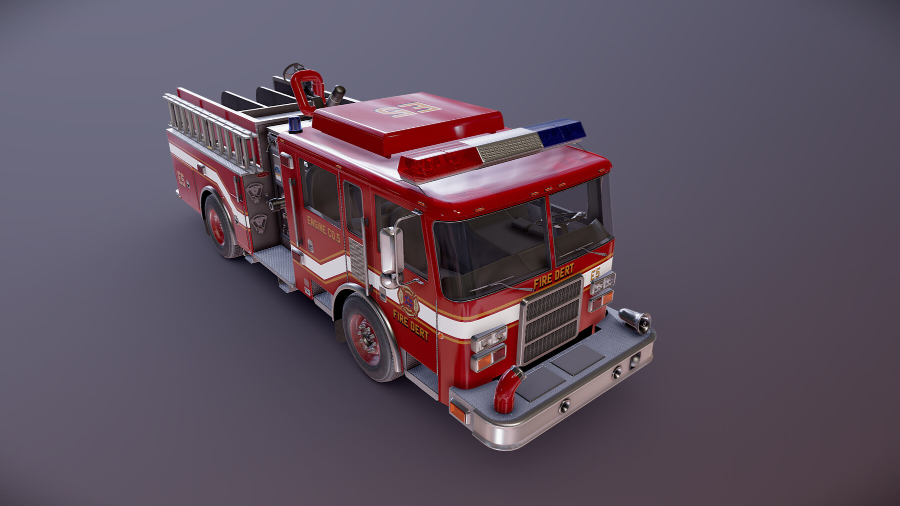 3D model Fire truck fire engine truck PBR 3d model VR / AR / low