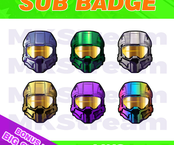 ArtStation - Twitch sub badges halo master chief helmet pack