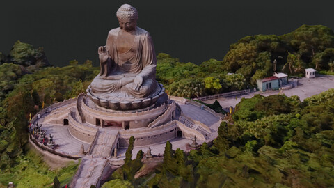 BUDDHA STATUE LOW POLY GAME READY