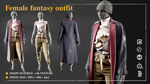Female Fantasy Outfit /Marvelous Designer / 4k Textures