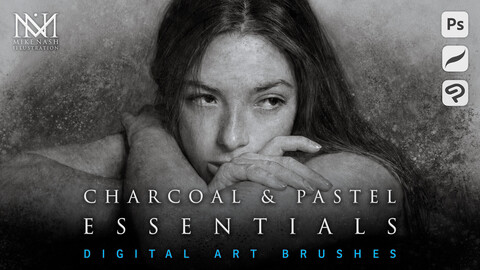 Digital Art Brushes - Charcoal & Pastel Essentials - Photoshop, Procreate & Clip Studio Paint