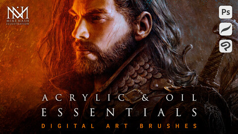 Digital Art Brushes - Acrylic & Oil Essentials - Photoshop, Procreate & Clip Studio Paint