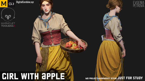 Girl with apple. MD project+Marmoset scene. Just for study