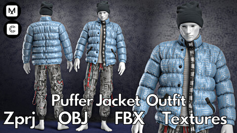 Puffer jacket No.1 : Marvelous Designer + Clo3d + OBJ + FBX + Texture