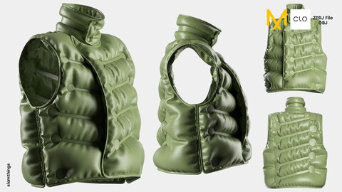 Streetwear Puffer Vest #008 - Clo 3D / Marvelous Designer + OBJ / DIGITAL FASHION / HYPEBEAST / FUTURE FASHION