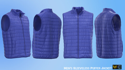 Men's Sleeveless Puffer Jacket, marvelous designer,clo3d